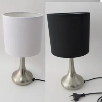 

Quality Fabirc Lampshade Metal Droplets Base 3 Steps Dimmer Touch Table Lamp Desk Lights Bedroom Night Lights Lamp with EU Plug