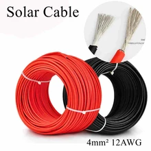 5 м/лот 4мм2 12AWG Солнечный Кабель красный и черный PV кабель провод медный проводник XLPE куртка TUV сертификат для солнечной панели