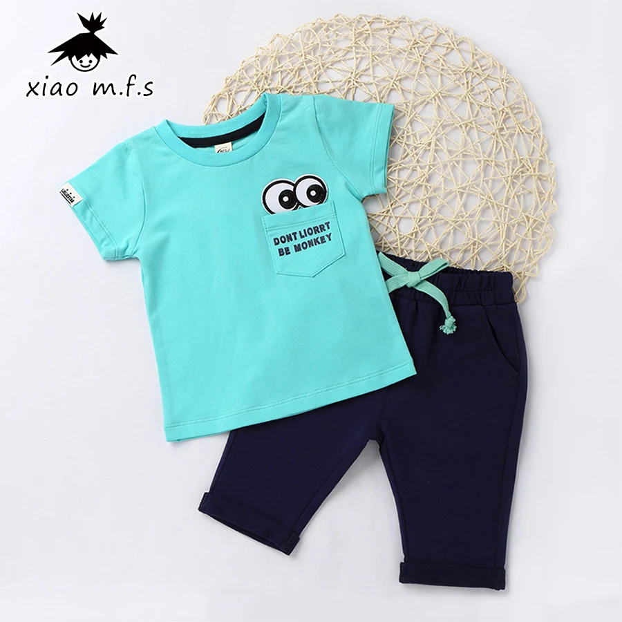 2017 Summer Cotton Baby Boys Girls Clothes Kids Short Sleeve Clothing Set Eye Toddler T-Shirts+Children Shorts 9M-3T MFS-E2003 trendy children t shirt boys girl t shirts tees short sleeve shirts summer kids tops cartoon baby boy girls clothes