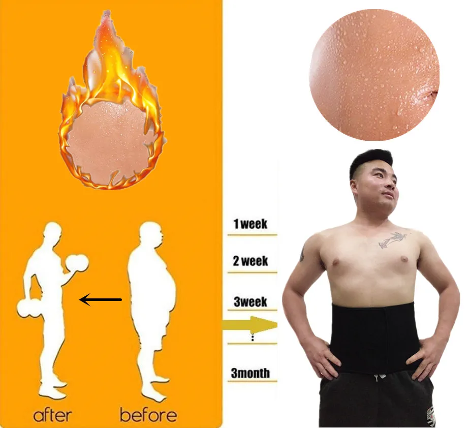 Male neoprene shapers waist trainer waist cincher corset men body shaper tummy slimming belt fitness sweat girdle slim underwear