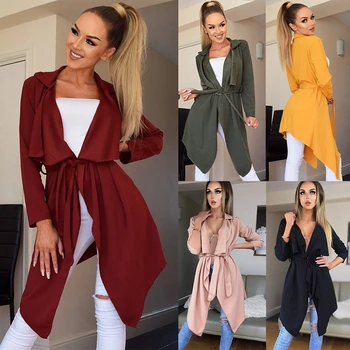 

Women Fashion Long Windbreaker Coat Jacket Lady Casual Cardigan Parka Outwear