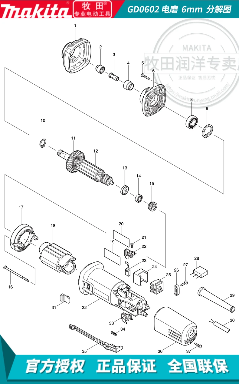 Makita GD0602 внутренний диаметр фрезы 6 мм