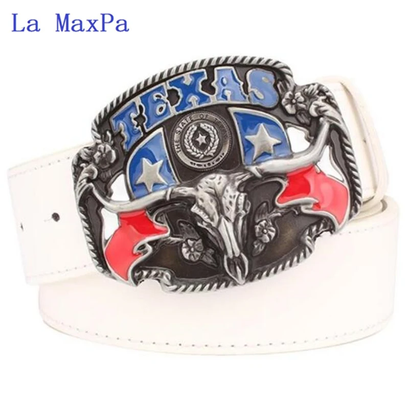 La MaxPa дикий Западный ковбойский мужской ремень с металлической пряжкой голова быка Американский Техасский Западный ковбойский стиль ремни тренд ремень