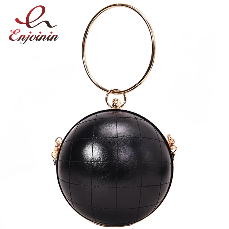 

Lingge Pu Leather Round Metal Handle Vintage Female Handbag Shoulder Bag Cross Body Mini Messenger Bag For Women Bolsa Totes Bag
