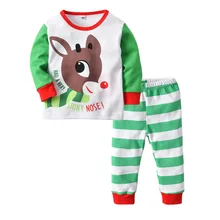 Children's Home Clothing Cotton Cartoon Print Long Sleeved Girls Boys Home Pajamas Set Autumn Winter Height 80-120cm children s home clothing peached cotton christmas print red striped boys girls home pajamas set autumn winter height 90 160cm