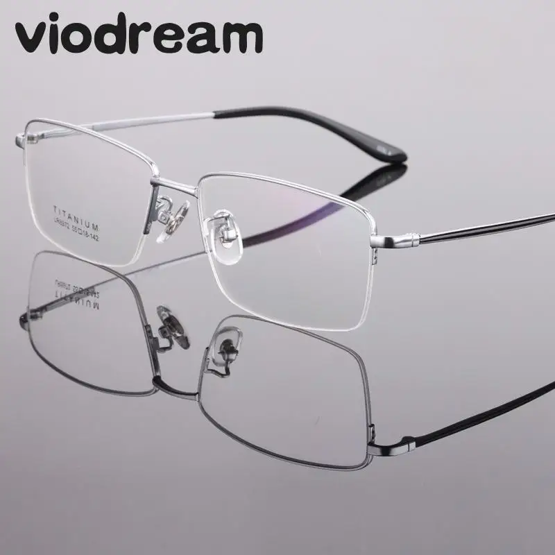 

Viodream Ultra Light Pure Titanium Eyeglasses Frames Men Myopia reading Half Glasses Optical Frame Oculos De Grau Masculino 8972