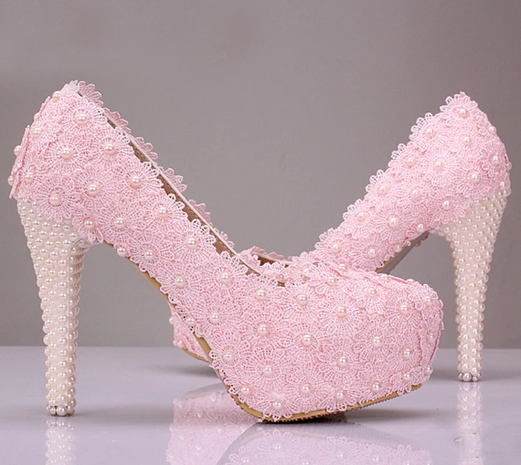 Free Shipping Pink Lace Flower Wedding Shoes Cheap font b Bridesmaid b font Shoes Woman Formal