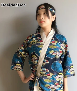 

2020 custom unisex japanese korea style chef uniform kimono cook shirt medium sleeve restaurant kitchen waiter work
