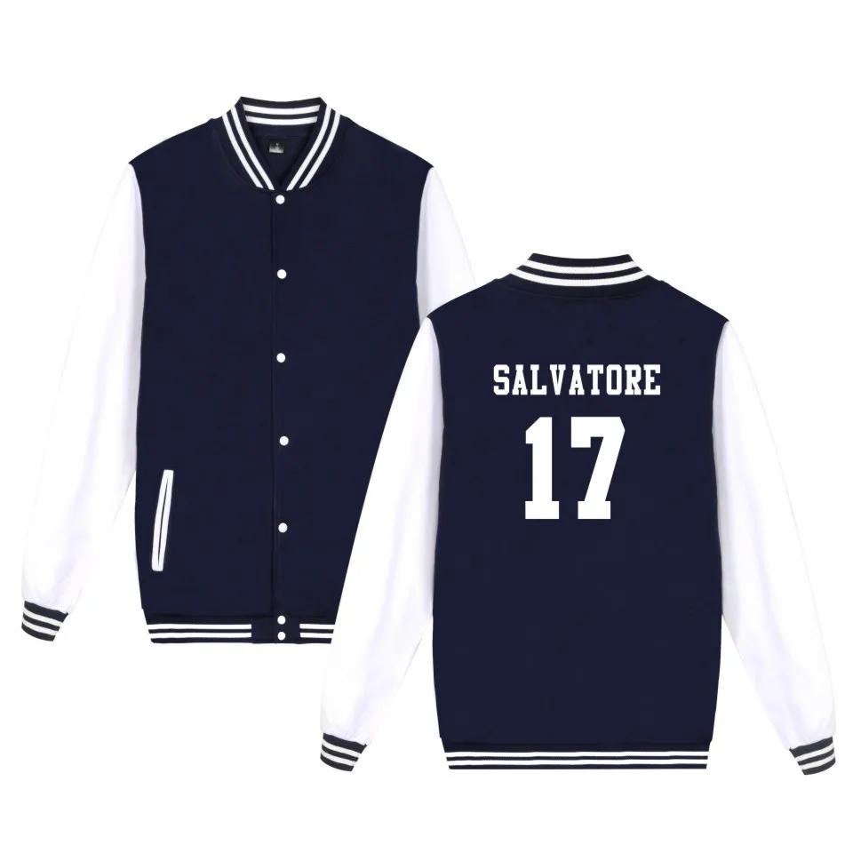 Salvatore 17 Vampire Diaries Mystic Falls Timberwolves font b Jacket b font Print Salvatore 17 Men