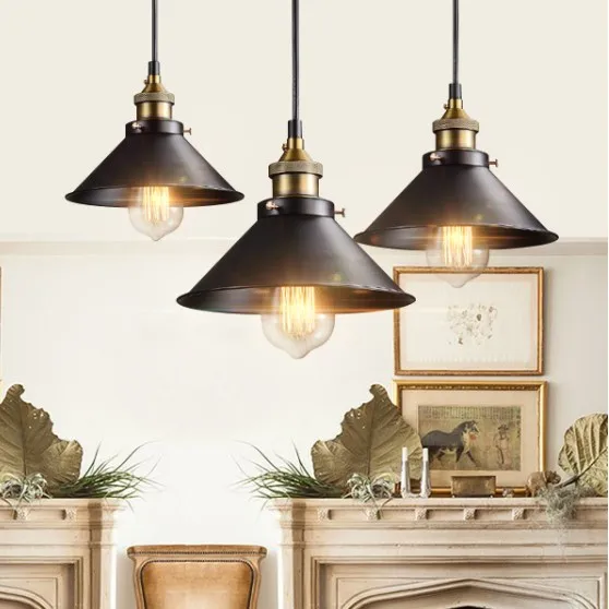 

Retro Ceiling Light Lamp Round Vintage Industrial Design Iron Vintage Light Deco Bulb Lighting Fixture