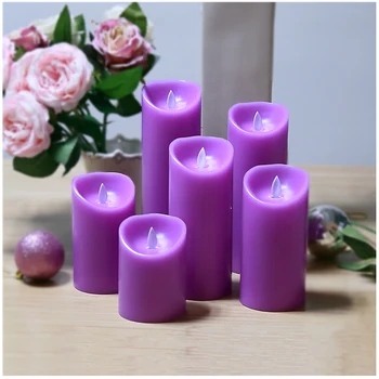 

7.5cmX 17.5cm Light Purple Weatherproof Flameless Candle LED Candle Battery Operated For Showcase Decoration DIY
