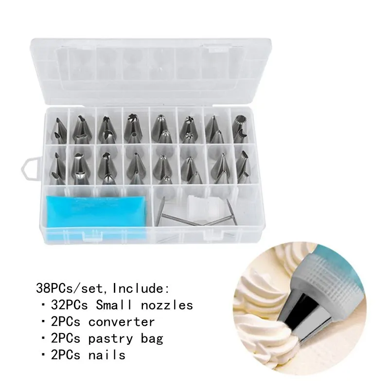 8 PCs Silicone Icing Piping Cream Pastry Bag+6 Stainless Steel Kitchen Dessert Cake Decorating Tools Nozzle DIY Tips Set - Цвет: 32pcs