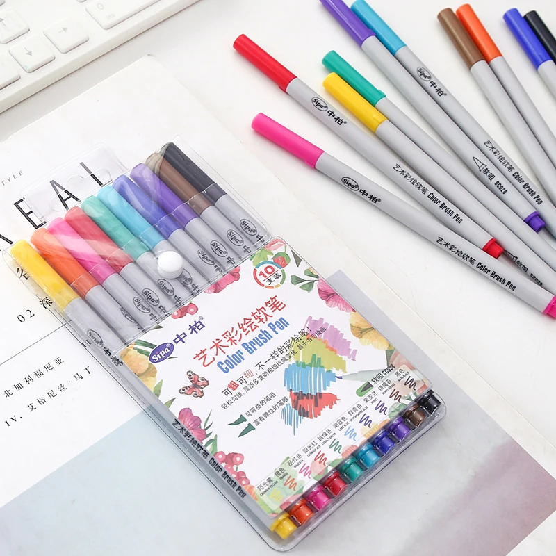 

10 Set (100 pieces) Calligraphy brush art marker pens for Painting soft touch color drawing pens 2523