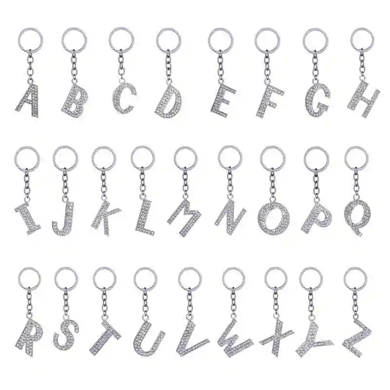 

Rhinestone Letters Charm Key Chain A-Z 26 Crystal Alphabet Key Holder Personality Women Men Car Keyring Bag Keychain Jewelry