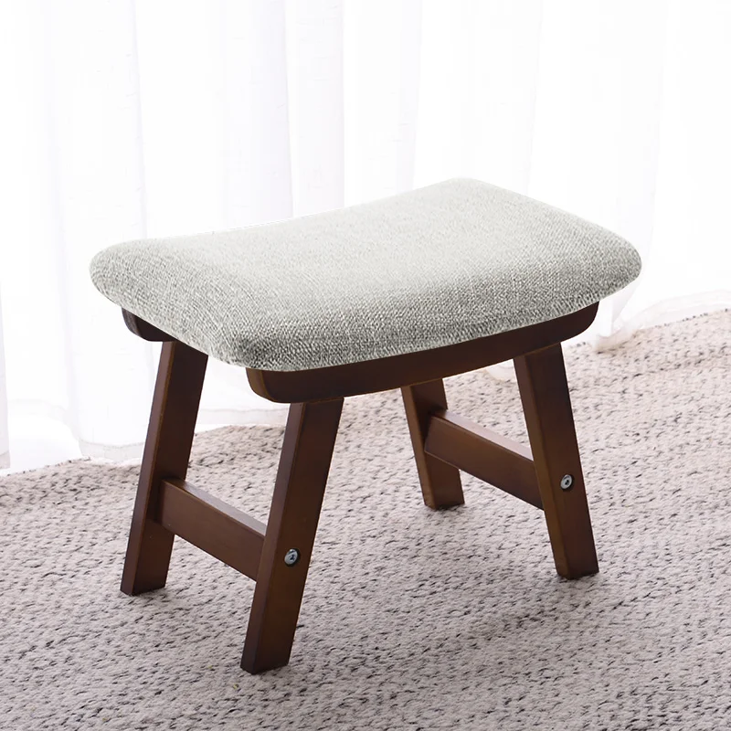 

Solid Wood Stool Home Fashion Creative Adult Shoes Bench Simple Modern Rectangular Low Bench Fabric Stool