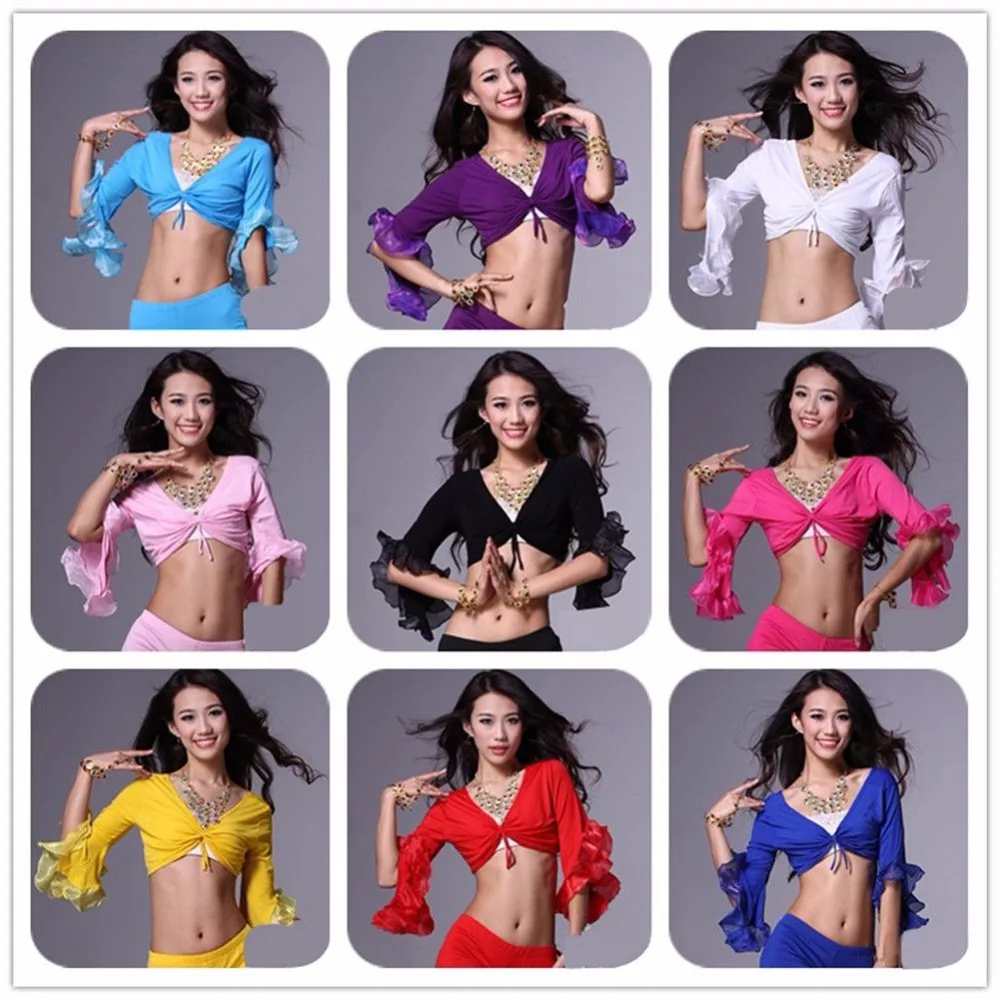 

Belly Dance Top for Women Long Butterfly Sleeve Tops Dancing Tribal Bra Empire Waist Costume Wear