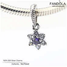 Forget Me Not Charms подходит для оригинальных браслетов 925 стерлингового серебра фиолетовый и прозрачный CZ металлические бусины DIY ювелирных изделий perles