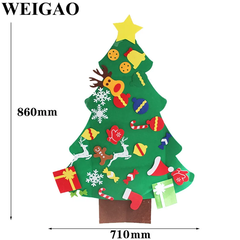 WEIGAO Felt Christmas Tree Snowman Children's Handmade Ornament DIY Felt Snowman Set with Accessories for Xmas Hanging Pendant