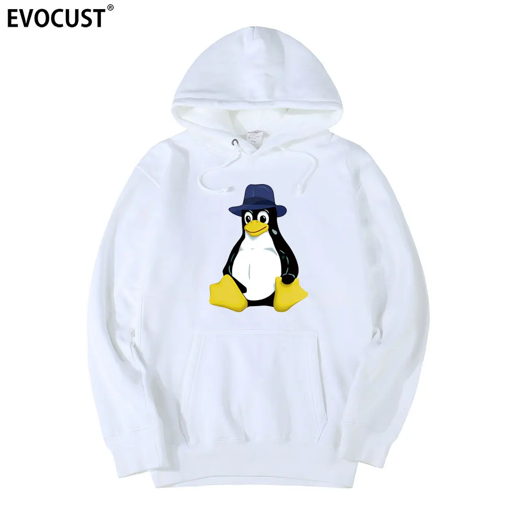 

LINUX Федора синяя шляпа маленький пингвин мужские толстовки свитшоты для женщин унисекс чесаный хлопок