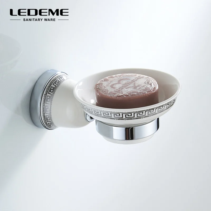 LEDEME Silver Soap Dish Soap Holder Box Chrome Plated Soap Basket Elegant Bathroom Accessories Stainless Steel Soap Pratos L3602