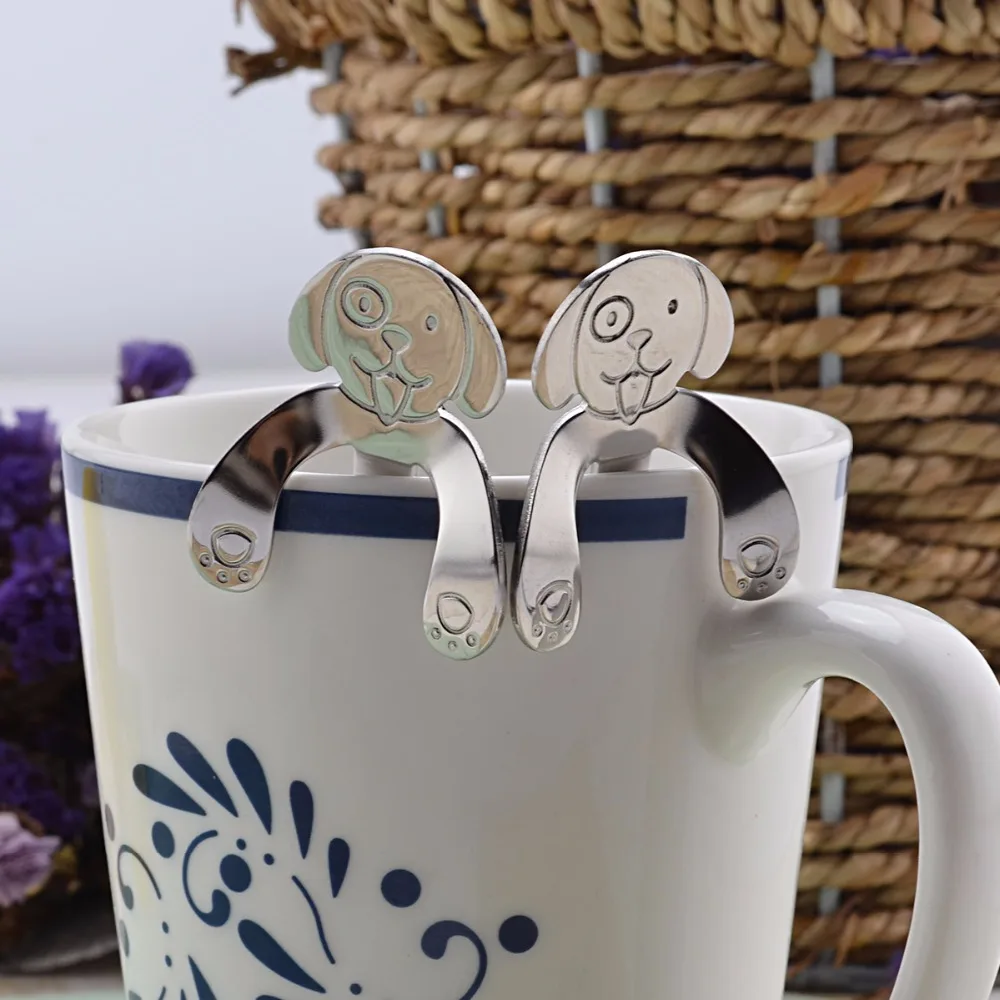Подвесная ложка мешалка с изображением собаки из нержавеющей стали|coffee tea spoon|spoon