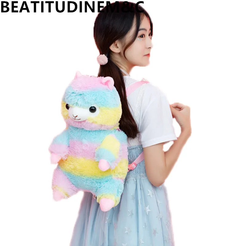 

Cute Cartoon Alpaca Shoulder Bag Furry Alpaca Plush Bags Girls Toys for Children Birthday Gifts