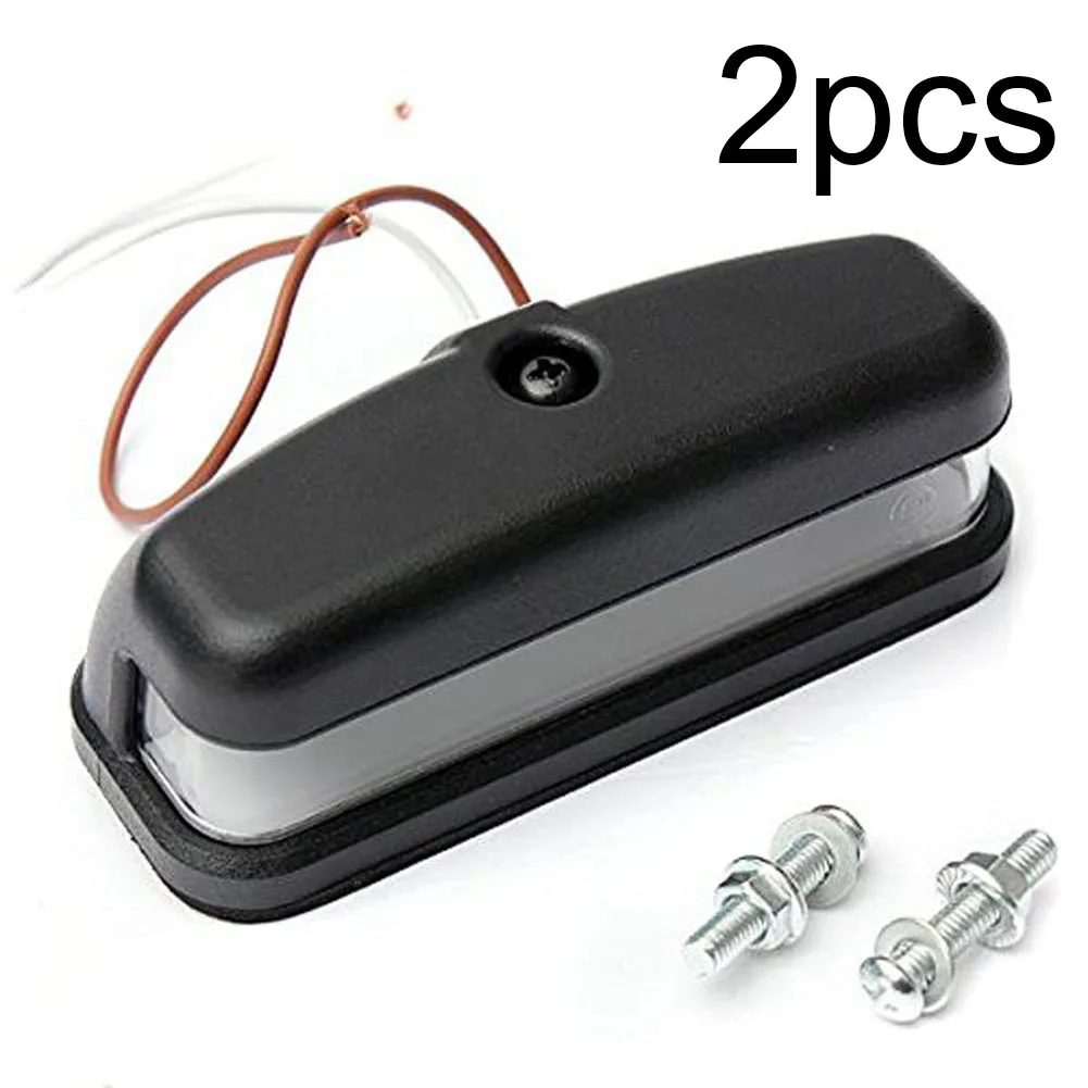 

2PCS Black Easy Install ABS Rear Low Power Brightness 6 Leds Trailer Truck License Plate Lights Safety Warning Double Side