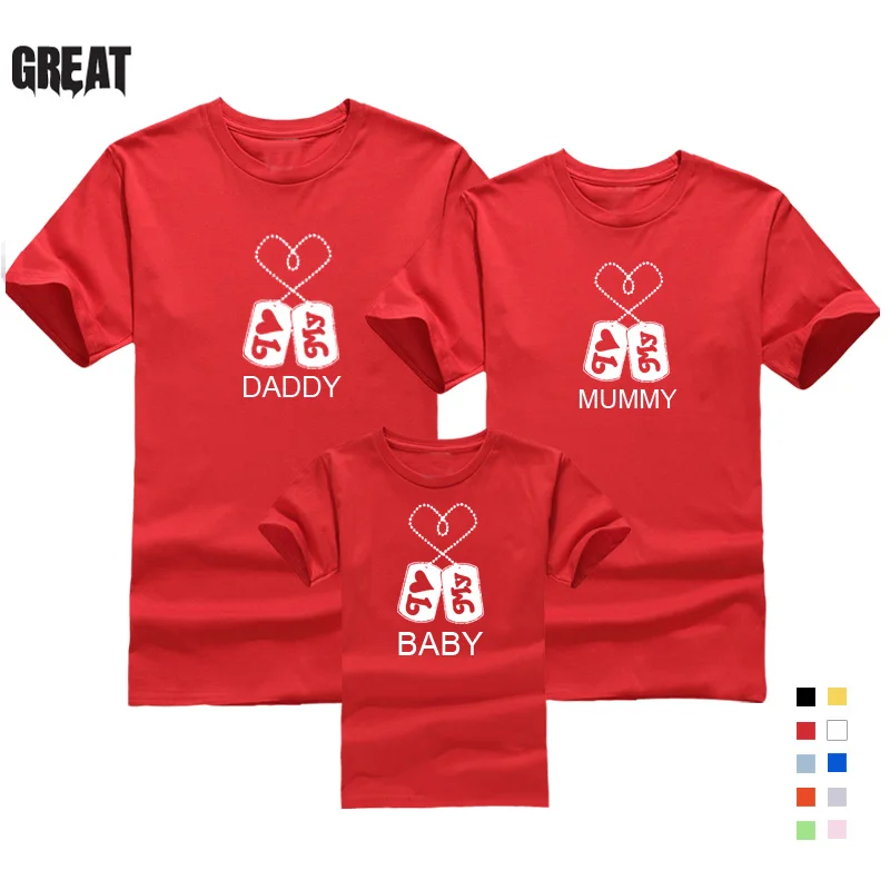 

Summer Fashion Family Matching Clothing Suit Dad, Mom, Daughter, Son T-shirt, Short Sleeve Cotton Leisure Multicolor T-shirt