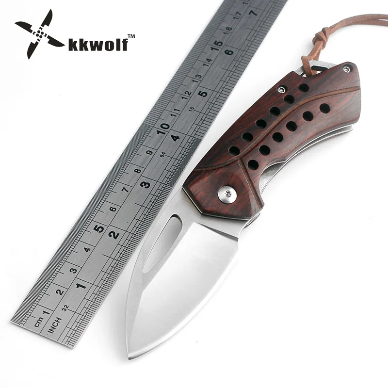 

KKWOLF D2 steel Folding Knife Tactical Pocket Knife Camping Survival Tools Hunting knives Outdoor knife EDC Key chain gift best