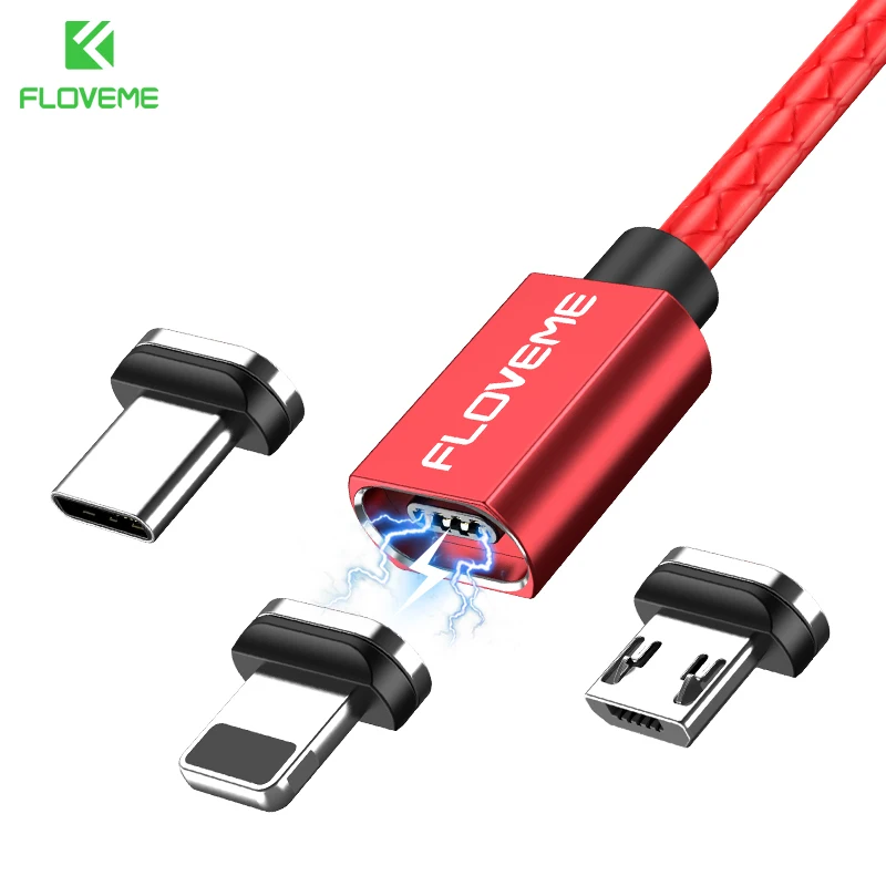 FLOVEME Magnetic USB Cable for Apple Type C Micro USB 3A Fast Charging for iPhone 14 Charger for Xiaomi Samsung Charge Data Cord