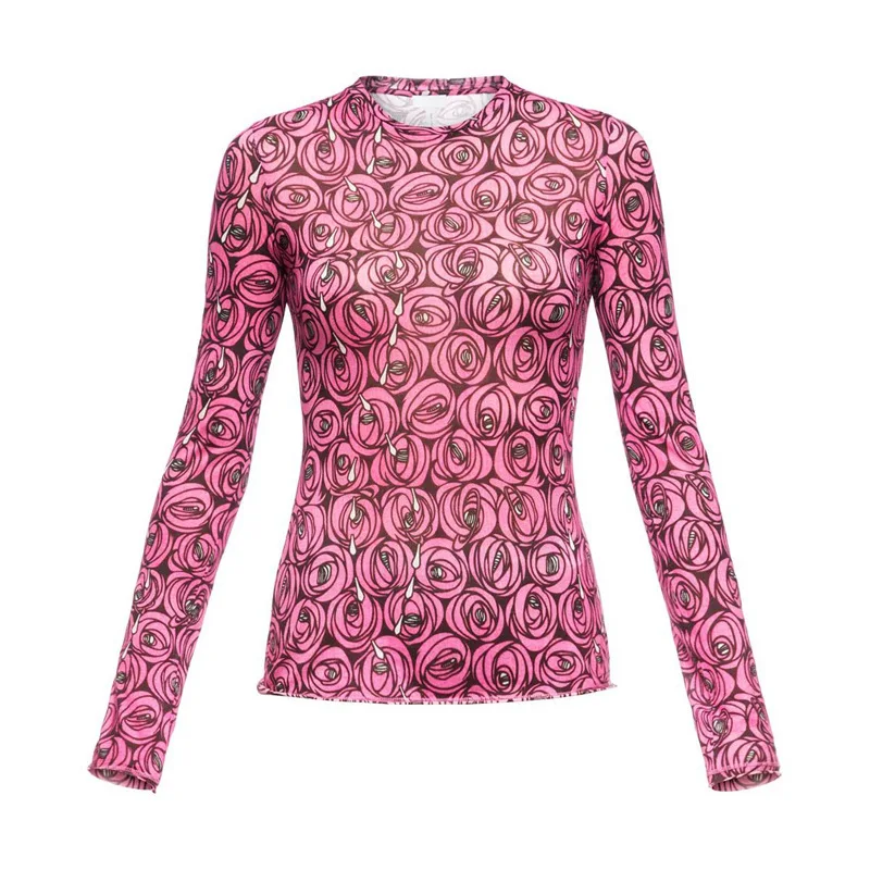 GoodliShowsi Цветочный Принт футболки для женщин О образным вырезом пуловер с длинными рукавами Топ повседневное новая весенняя мода 2019 одежда