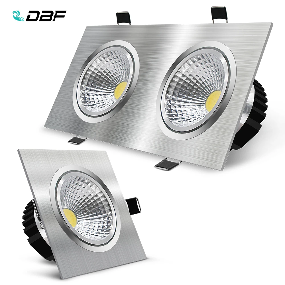 

[DBF]Silver Square Recessed LED Dimmable Downlight 7W 9W 12W 15W 14W 18W 24W 30W COB LED Ceiling Spot Light AC110V/220V