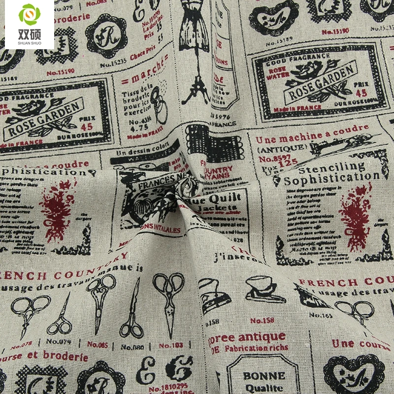 

100% Print Scissors Cotton Linen Fabric Textile Sewing Fabrics For Home Decoration Cloth Tablecloth Curtain 50x155cm M23