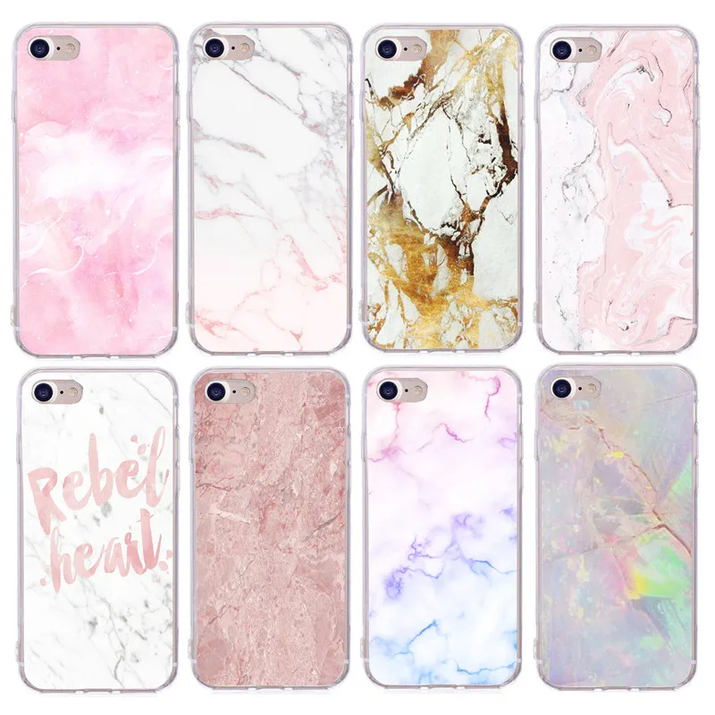 Роскошный Мраморный чехол iPhone8 для Fundas iPhone X 8 Plus 6 S 5 SE силиконовый мягкий из ТПУ 7