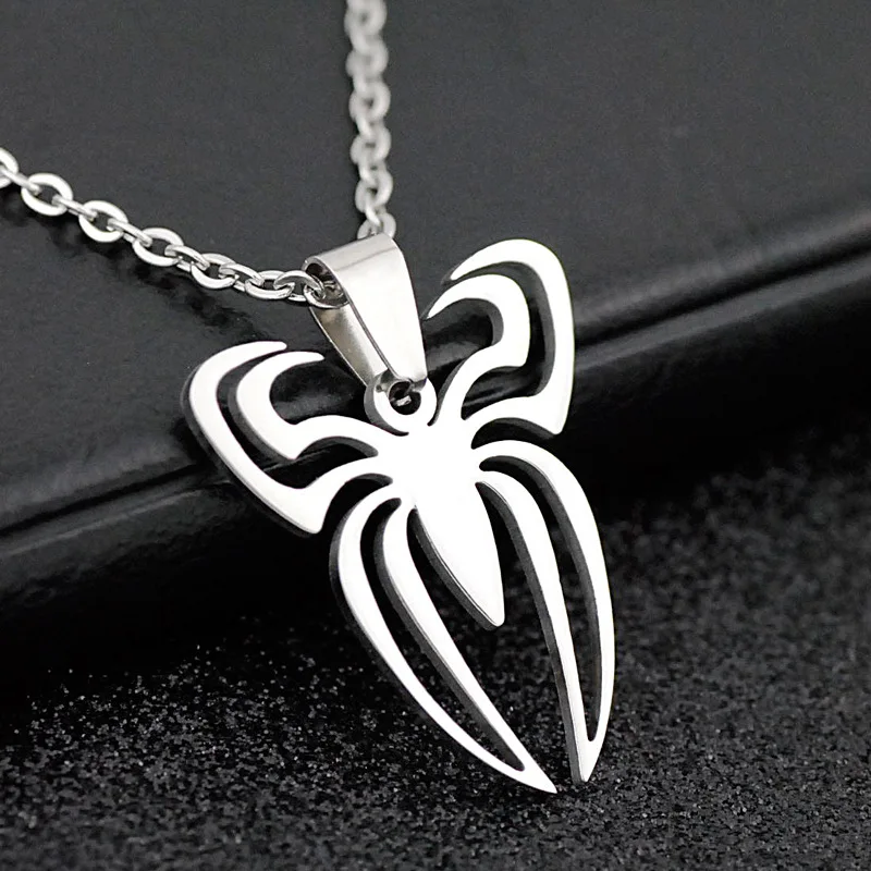

Stainless Steel Charm Pendant Spider Man Statement Necklace Comics Marvel Super Spiderman Chain Necklaces for Women Men