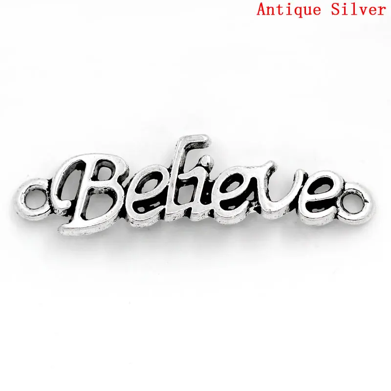 

Zinc metal alloy Connectors Findings Letter Antique Silver Color Letter Pattern Color Plated 3.6cm(1 3/8")x 10mm ,6 PCs new