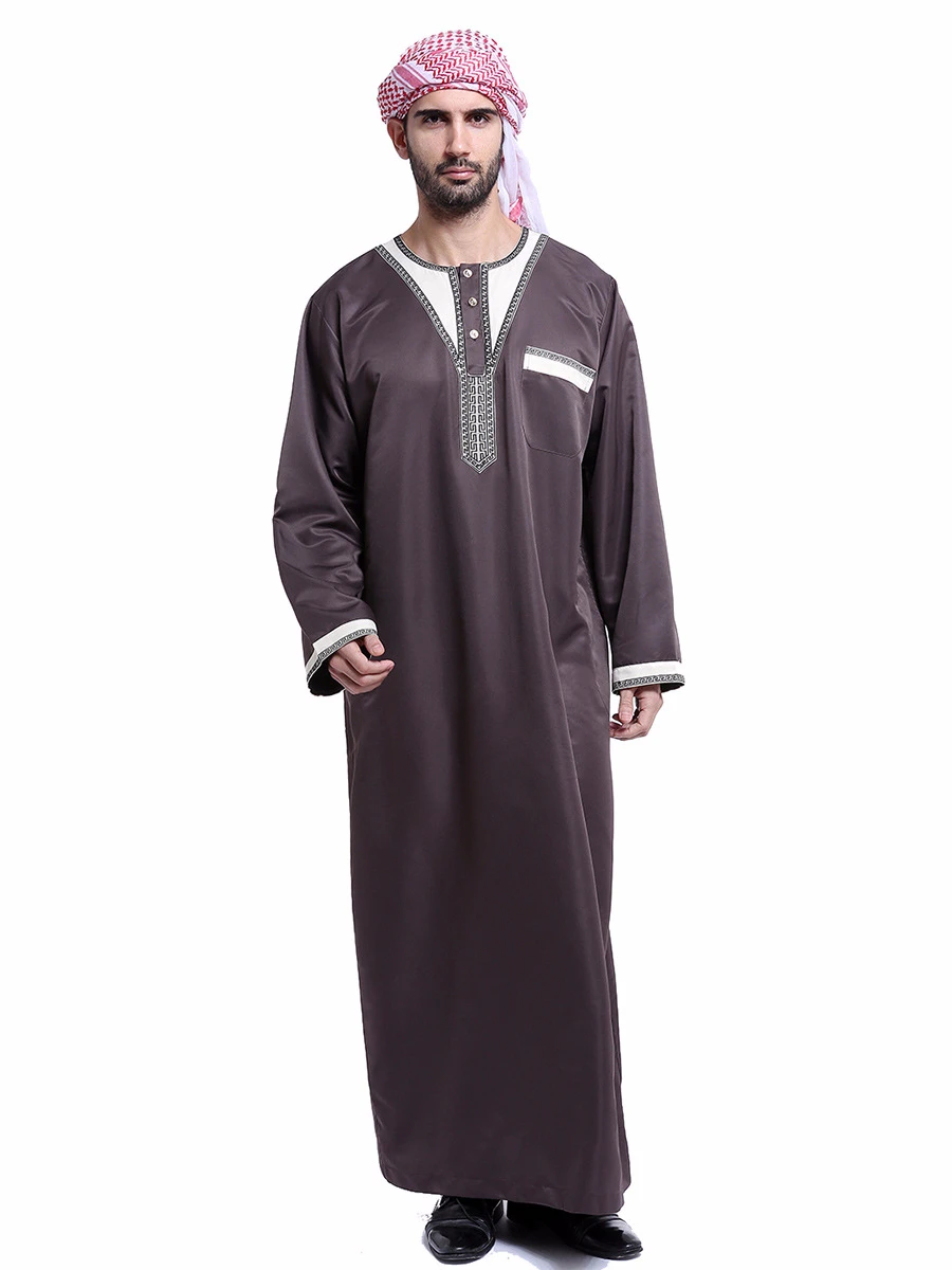 ropa hombre Los hombres musulmanes ropa de moda de manga larga Kaftan musulmán Dubai más tamaño bordado islámica Eid Abaya Jubba Thobe|Ropa islámica| - AliExpress