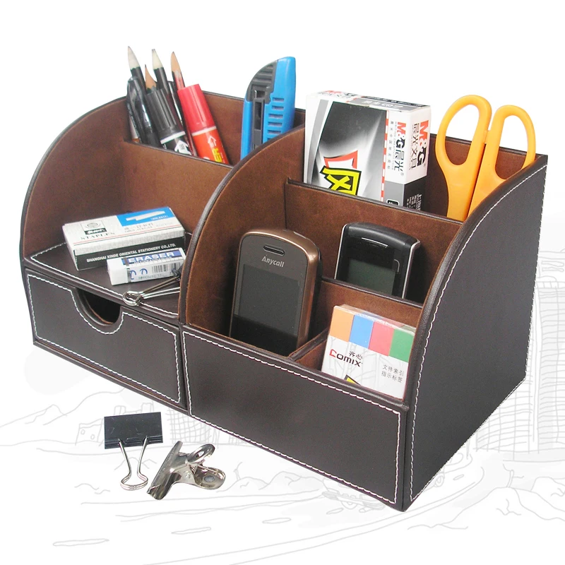 Buy Leather Desk Stationery Organizer Pen Pencil