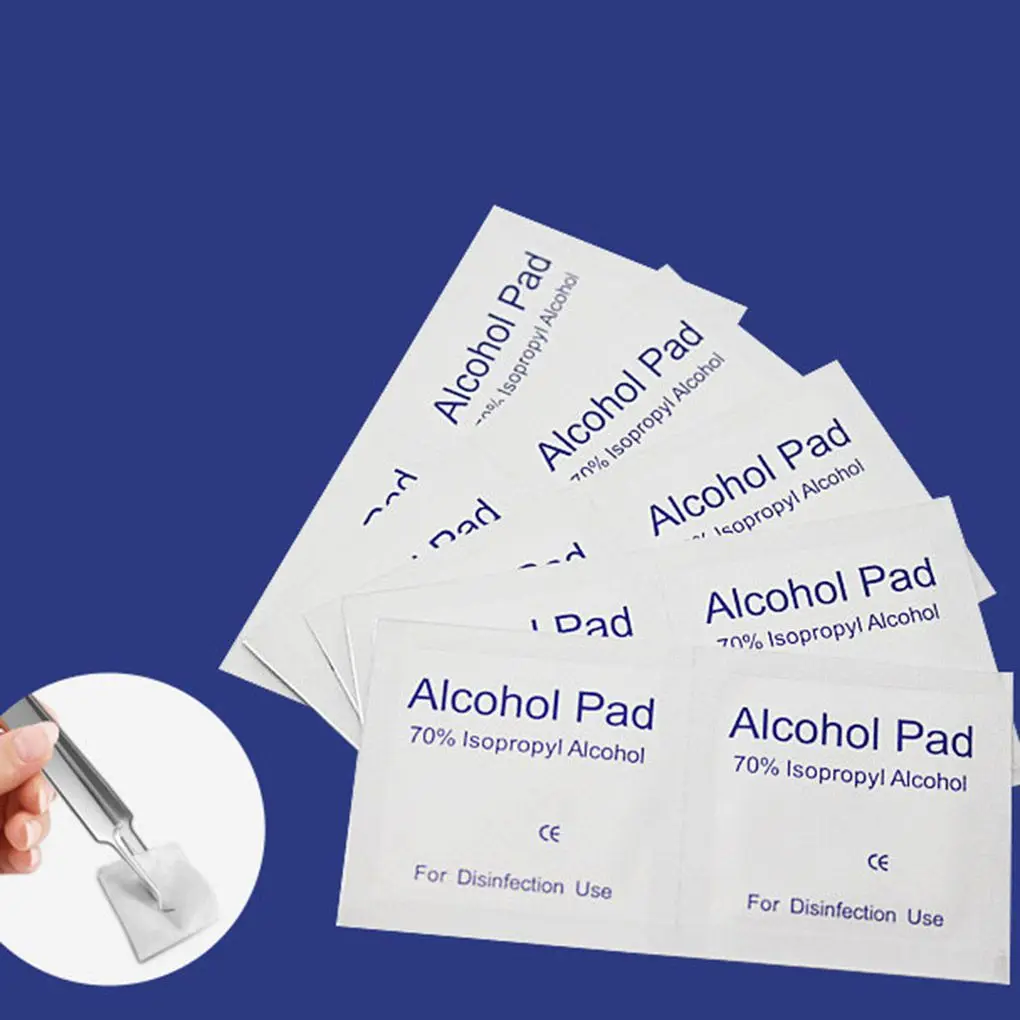 Jual 100 Pcs set Portable Alkohol Penyeka Bantalan Tisu Antiseptik Pembersih Cleaning Sterilisasi Pertolongan Pertama Rumah Makeup