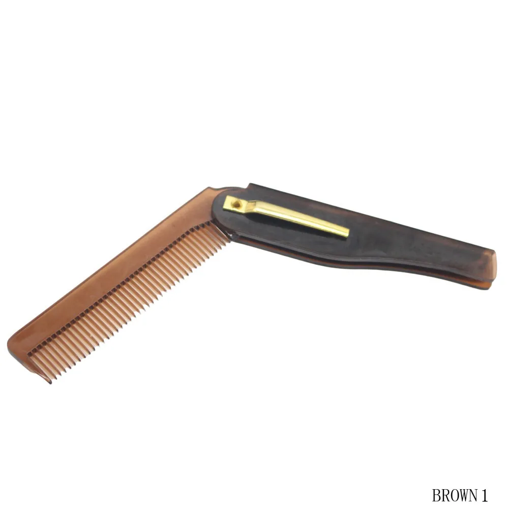 Portable Folding knife type horn hair combs travel commercial plastic small comb for men special knife