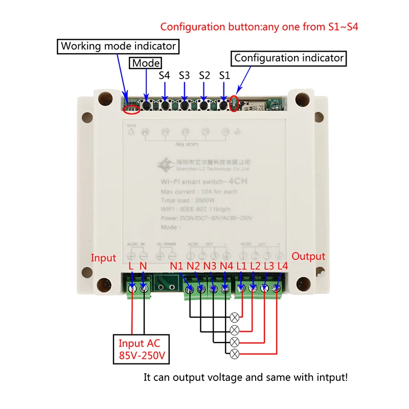AC 85 220 В умный 4CH Wifi выключатель питания релейный модуль беспроводной приемник