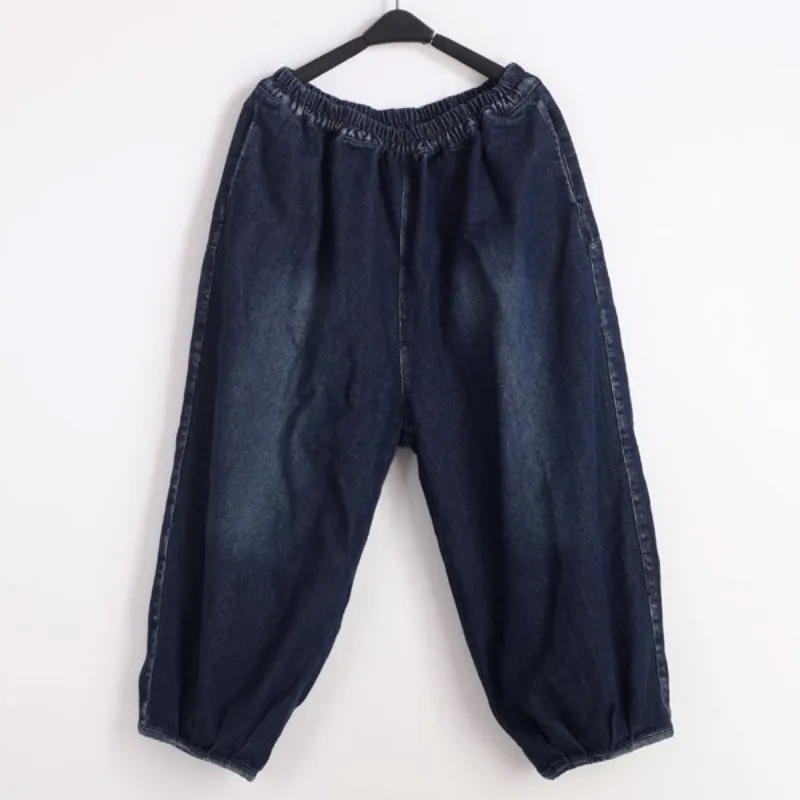 Vintage Pierna Moda Nueva De Azul Sueltos Linterna Para Sólido Blue Vaqueros Pantalones Casual Elásticos La Mujer Cintura Jeans Alta Ancho Calidad xxF4ZwPnr