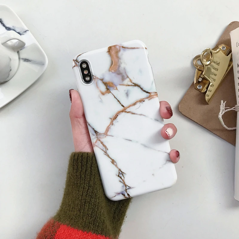 Marble Case on For Coque iphone 7 XS MAX Case Soft TPU Back Cover For iphone 6 6S 7 8 Plus iphone X XR Case Cover Phone Case
