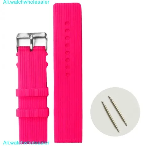 24mm Light Violet Red Silicone Jelly Rubber Ladies Watch Band Straps WB1071Q24JB