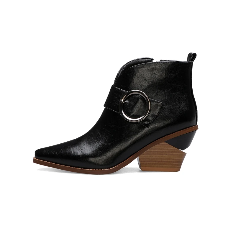 Классические ковбойские ботинки в западном стиле; женские ботильоны; красивые ботинки на квадратном каблуке с острым металлическим носком; женские зимние классические ботинки; Цвет Черный