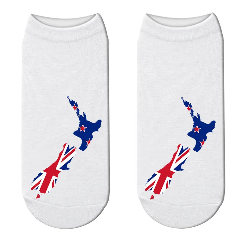 1 пара хлопковых женских носков с объемным рисунком карты, флага, забавные зимние модные женские Носки с рисунком страны, носки для России, Франции, США