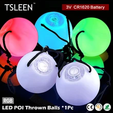 TSLEEN 1pc Shinning LED RGB POI Thrown Balls For Professional Belly Dance Level Hand Props for Concert/Party/Club/Wedding