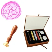 Vintage Japanese Sakura Flower Custom Picture Logo Wedding Invitation Wax Seal Sealing Stamp Gift Box Set Kit