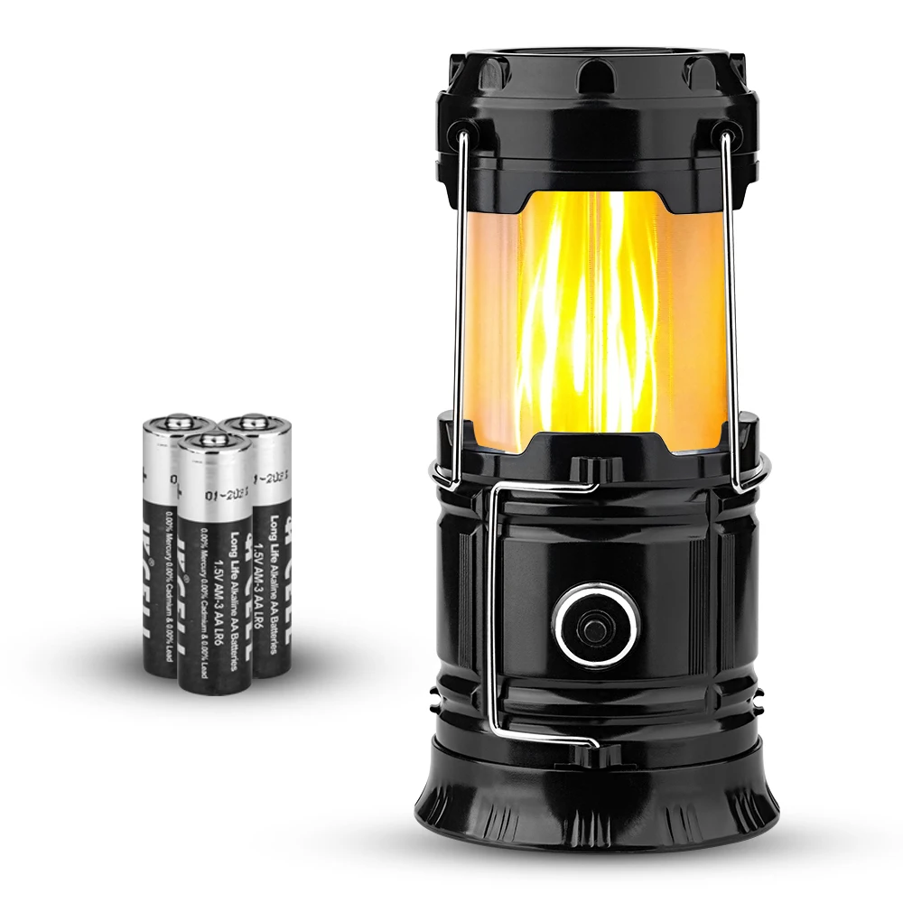 JONCSON Portable White and Beating Flame LED Light Camping Lantern Handheld Flashlight with S&quot 3 AA Batteries for Emergency | Лампы и