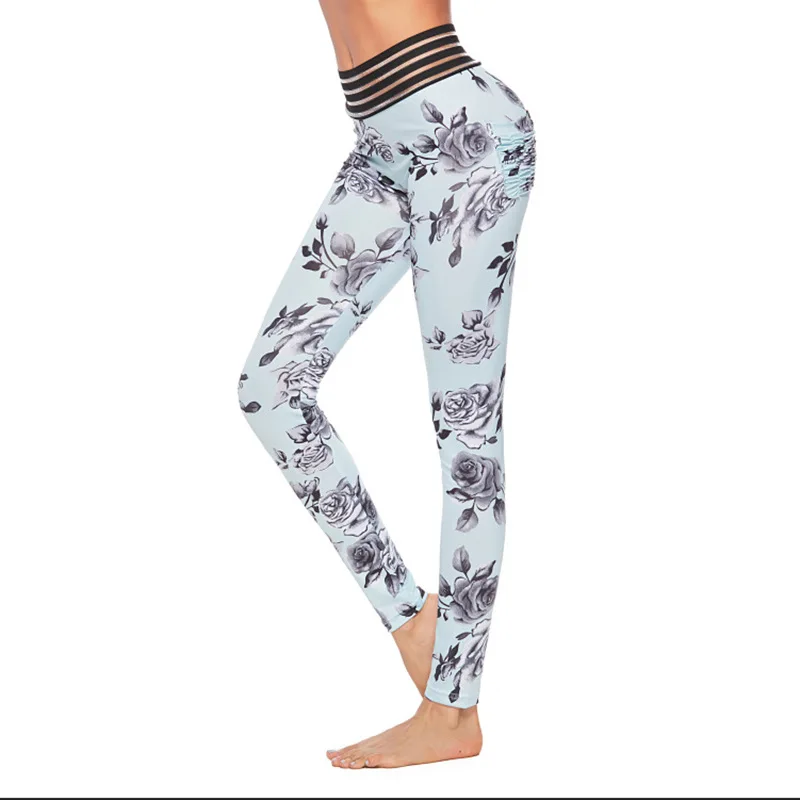 Штаны для йоги с цветочным принтом Леггинсы для попки сексуальные женские для фитнеса брюки летние упражнения для брюк Высокая талия бесшовные леггинсы